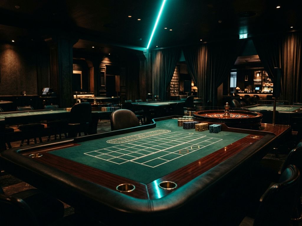 Polished casino table with atmospheric lighting